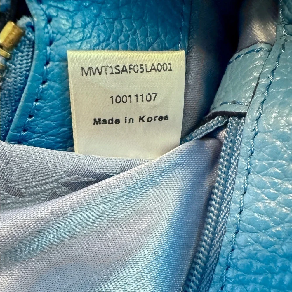 MCM Light Blue Leather First Lady Top Handle Satchel Crossbody Bag